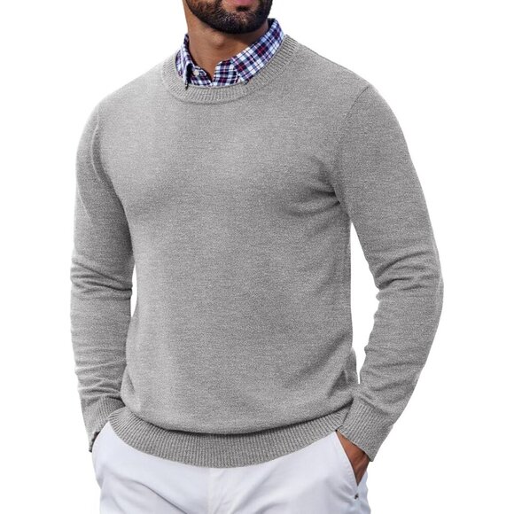 Other - Mens Crewneck Sweater Pullover Knit Sweater Lightweight Sweaters with Ribbing Ed